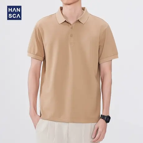 hansca抑菌透气桑蚕丝翻领polo衫男2025夏季薄款简约正肩短袖t恤商品大图