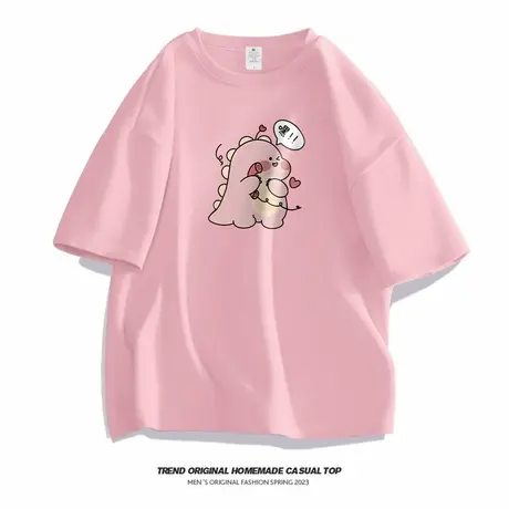 日系潮流卡通短袖T恤男女夏天潮牌重磅纯棉衣服夏季情侣半袖体恤商品大图