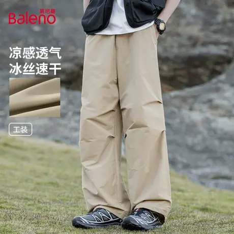 班尼路美式速干冲锋裤男款2025春季新款宽松伞兵工装休闲长裤子男图片
