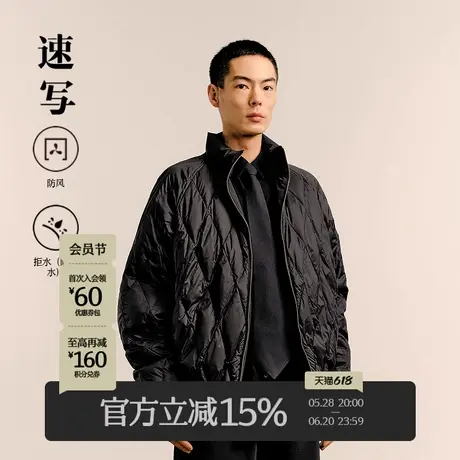 速写男装秋冬新款休闲羽绒服短款宽松立领两面穿设计感时尚外套潮商品大图