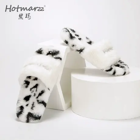 hotmarzz/黑玛网红毛毛拖鞋女外穿秋冬室内居家毛绒防滑外出拖鞋商品大图