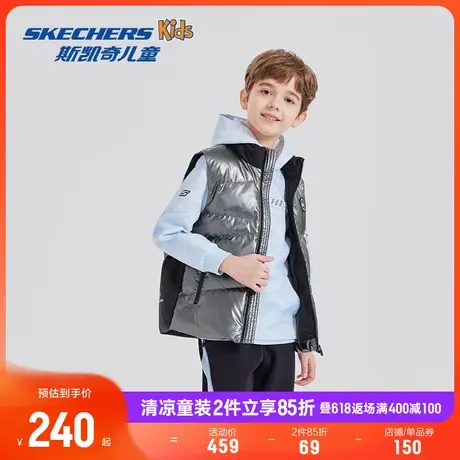 Skechers斯凯奇童装儿童保暖外套冬季新款男女童鸭绒梭织羽绒背心商品大图