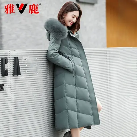 雅鹿羽绒服女外套2025年新款韩版修身长款过膝加厚保暖狐狸毛领商品大图