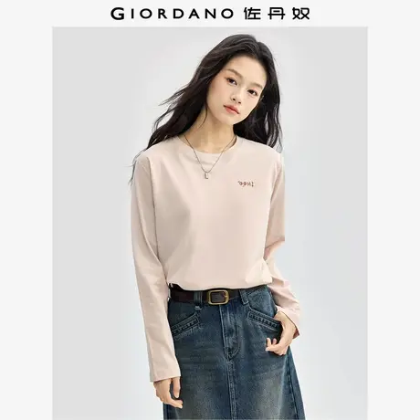 佐丹奴T恤女装纯棉表情刺绣圆领针织长袖T恤 13325690商品大图