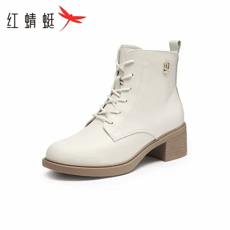 红蜻蜓马丁靴女冬季新款时尚高级感金属扣增高短靴舒适通勤马丁靴商品大图