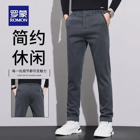 罗蒙秋季休闲裤男士2025新款修身直筒裤弹力百搭抗皱长裤子男N1Z商品大图