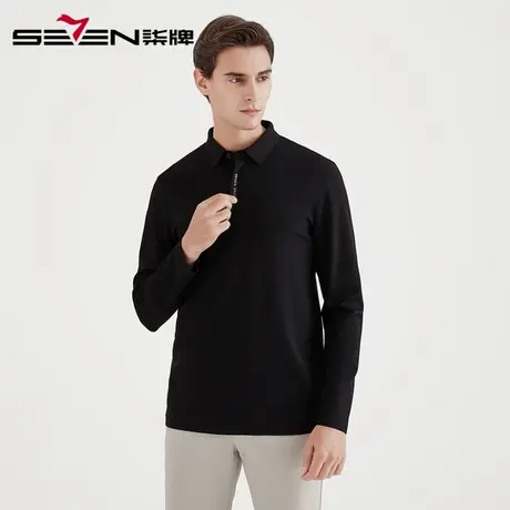 柒牌男装清仓春季长袖POLO衫时尚青年弹力修身上衣男士休闲翻领商品大图