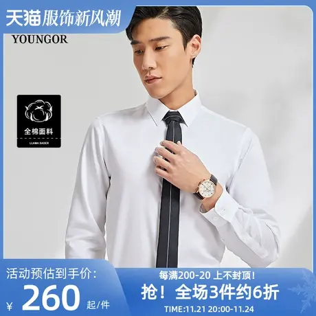 【提花易打理】雅戈尔秋冬新款商务休闲仿丝绸纯棉男士长袖衬衫商品大图