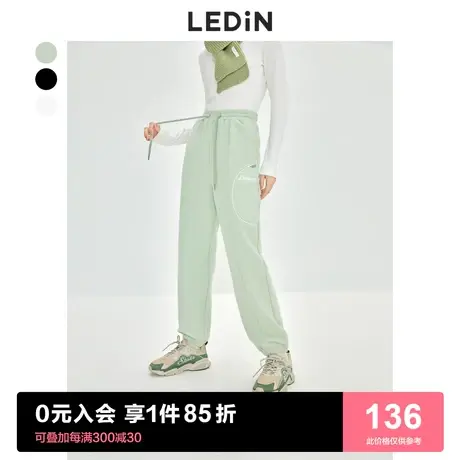 乐町休闲简约束脚裤2022秋冬季设计感运动裤工装卫裤女裤子商品大图