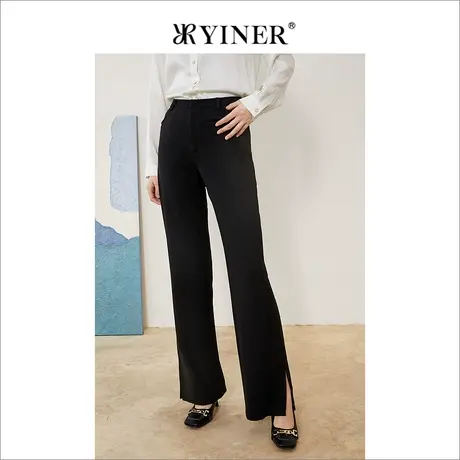 YINER音儿女装2022夏季新款通勤弹力微衩西裤休闲裤商品大图