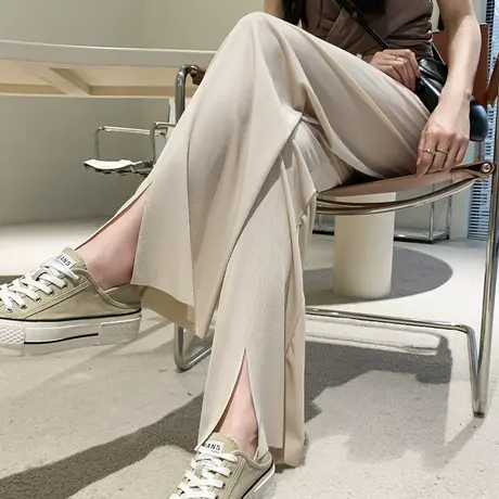 2024新款冰丝阔腿裤女夏季薄款高腰垂感宽松显瘦拖地休闲凉凉裤子商品大图