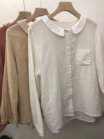 享永子婴儿棉纱衬衫女娃娃领文艺复古宽松显瘦全棉上衣2023新款秋商品大图