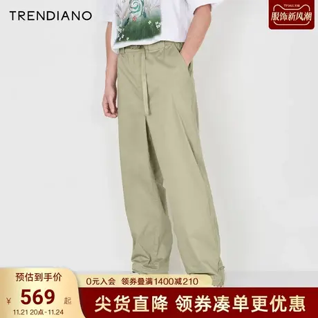 TRENDIANO官方2023新款夏季高街潮流宽松直筒工装风休闲长裤男商品大图