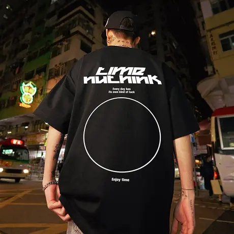 Nuthink美式街头重磅滑板短袖男潮牌潮流美潮大码字母t恤宽松半袖商品大图