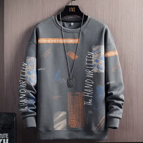 春装长袖t恤男士2023新款韩版宽松打底衫圆领衣服卫衣个性青年潮商品大图