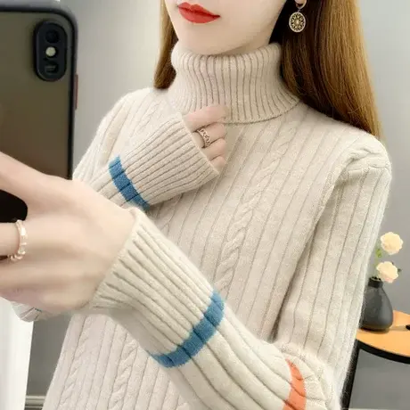 高领毛衣女冬季2024年新款时尚洋气针织上衣加厚爆款宽松打底衫潮商品大图