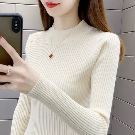 半高领毛衣女秋冬2023新款ins潮修身内搭加厚针织打底衫上衣洋气商品大图