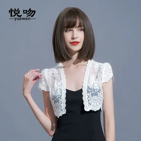 网纱刺绣短款小披肩女夏百搭薄外套蕾丝开衫小坎肩配吊带裙的外搭商品大图