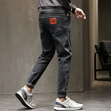 男裤冬季高端休闲长裤子男士牛仔裤修身小脚裤秋冬款潮牌潮流百搭商品大图