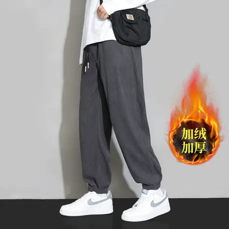 NASA美式潮牌灯芯绒裤子男款秋冬季运动裤卫裤束脚休闲裤男生长裤商品大图