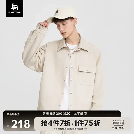 LiLbetter衬衫男秋季新品潮牌翻领男士慵懒风复古百搭宽松衬衣LB商品大图
