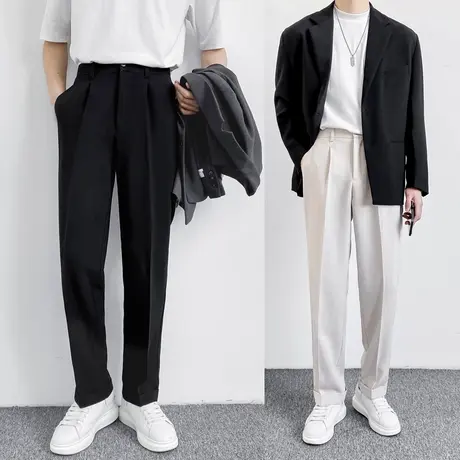 ins高级感宽松西服情侣套装阔腿长裤男女炸街oversize单西外套潮商品大图