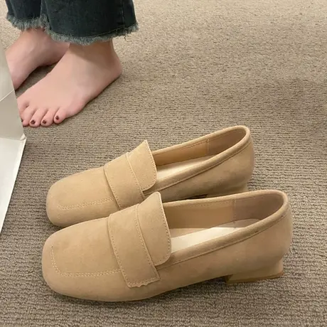 时尚复古乐福单鞋女鞋子2023新款冬季美拉德毛毛鞋百搭豆豆鞋潮商品大图