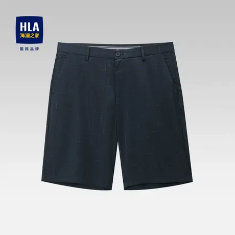HLA/海澜之家宽松休闲中裤商务色纺时尚柔软微弹短裤男图片
