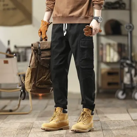 秋季裤子男款休闲潮流男士工装裤户外多口袋耐磨束脚休闲工装裤男商品大图