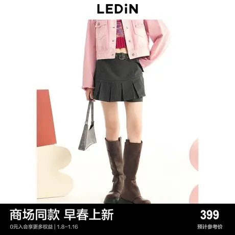 【商场同款】乐町设计感百褶短裙2024春季新款半身裙女C2GEE1210图片