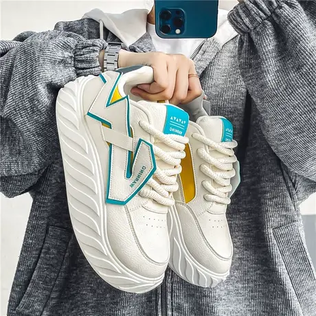 男鞋2024新款春秋季运动厚底休闲面包板鞋中学生小众百搭老爹潮鞋商品大图