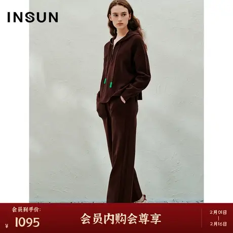 INSUN恩裳春季舒适纯棉休闲连帽针织衫商品大图