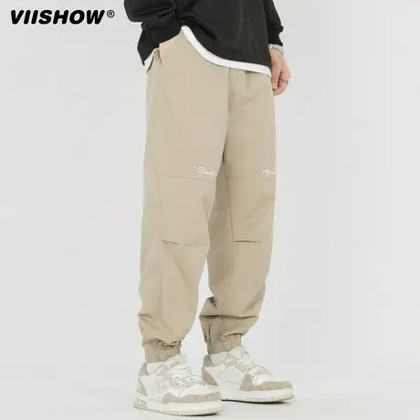 VIISHOW日系纯色运动长裤男速干休闲裤男镂空宽松百搭束脚裤子潮商品大图