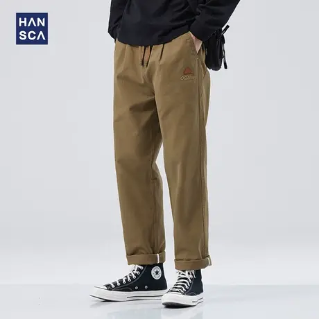 hansca秋季休闲裤男士直筒宽松新款日系简约潮牌复古青少年长裤子商品大图