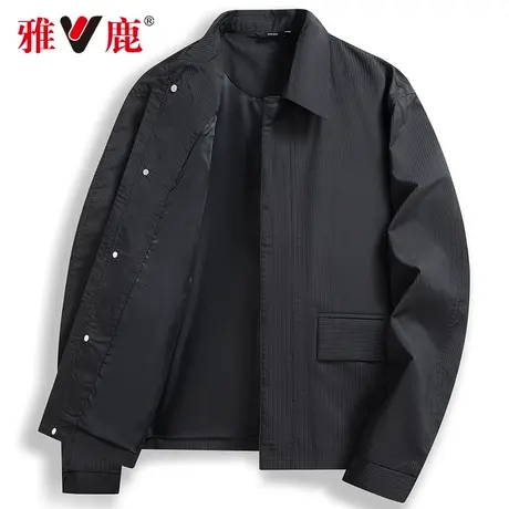 雅鹿翻领夹克男士2023春秋季新款商务休闲简约百搭短款工装外套男商品大图