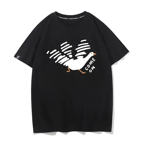 秀洛大白鹅卡通短袖男小众设计感半袖t恤夏季大鹅打底衫衣服体恤商品大图