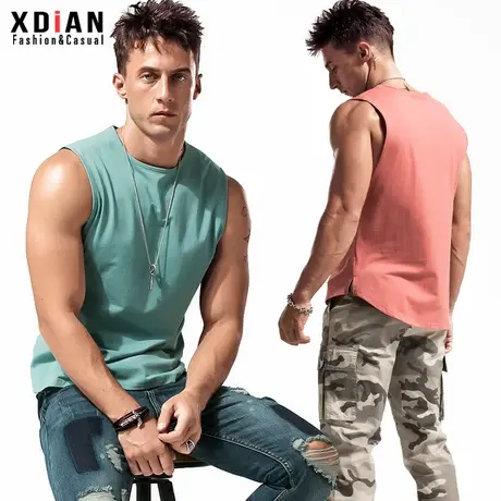 宽肩背心男士潮牌夏季马甲篮球健身运动纯棉无袖t恤宽松坎肩外穿商品大图