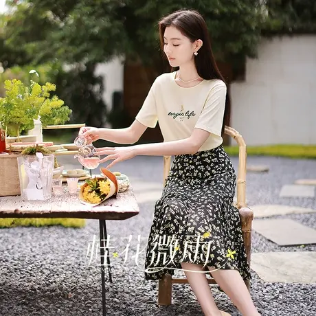 【直播间】香影纯棉t恤女短袖2023秋季新款小个子宽松圆领字母图片