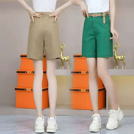 五分西装短裤女士夏季2023高腰宽松显瘦薄款阔腿裤时尚休闲短裤子图片