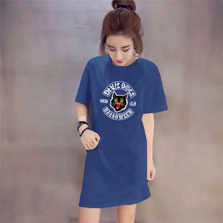 孕妇连衣裙夏装网红时尚款2023潮辣妈个性短袖t恤中长款夏天裙子商品大图