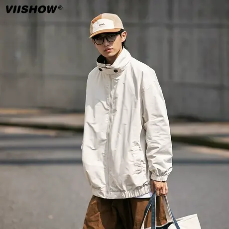 VIISHOW拉链工装夹克男春秋潮牌ins休闲纯色冲锋夹克宽松情侣薄外商品大图