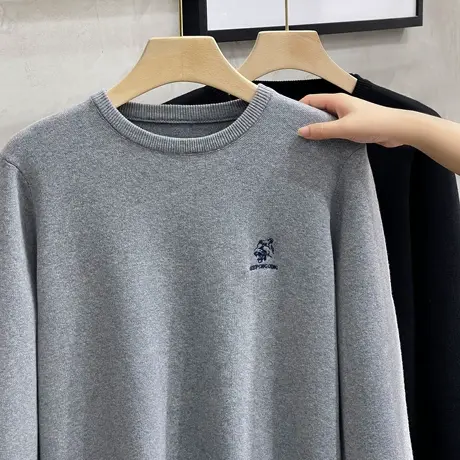 虎头刺绣毛衣男士针织衫2023新款宽松潮流打底衫内搭男秋冬季加厚商品大图