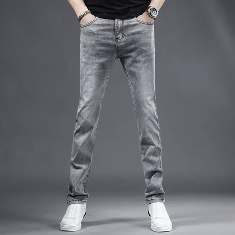 2023新款夏季冰丝牛仔裤男款直筒轻薄款烟灰色弹力男士休闲裤青年商品大图
