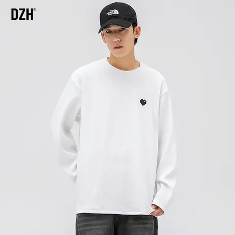 男士白色长袖t恤男潮牌男装2023新款宽松上衣圆领打底衫内搭秋衣商品大图