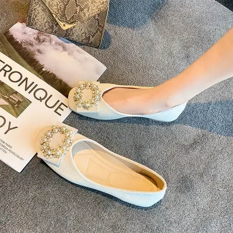 仙女风豆豆鞋女2023年新款春秋百搭浅口一脚蹬懒人小清新工作瓢鞋商品大图