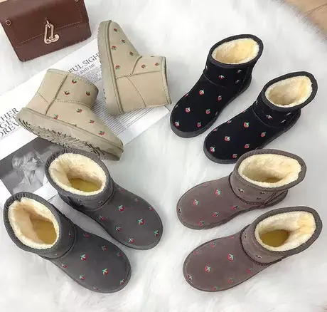 靴子女冬雪地靴加绒加厚2023年新款短筒面包鞋厚底东北大棉鞋外穿图片