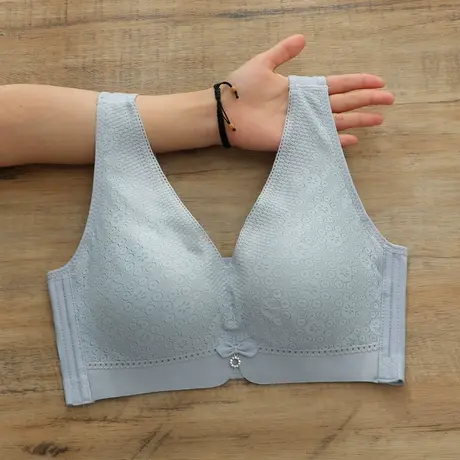背心式文胸厚款无钢圈内衣女小胸聚拢收副乳防下垂胸罩中年四排扣商品大图