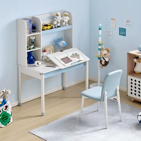 全友家居儿童学习桌可调节桌板书桌书架一体儿童家用写字桌121387商品大图