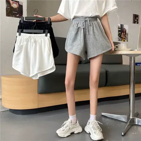 大码胖mm运动阔腿休闲短裤女夏季韩版ins潮百搭显瘦宽松裤子200斤商品大图