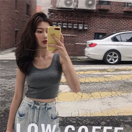 大码胖mm上衣2024夏运动背心女外穿性感短款小吊带内搭无袖打底衫商品大图